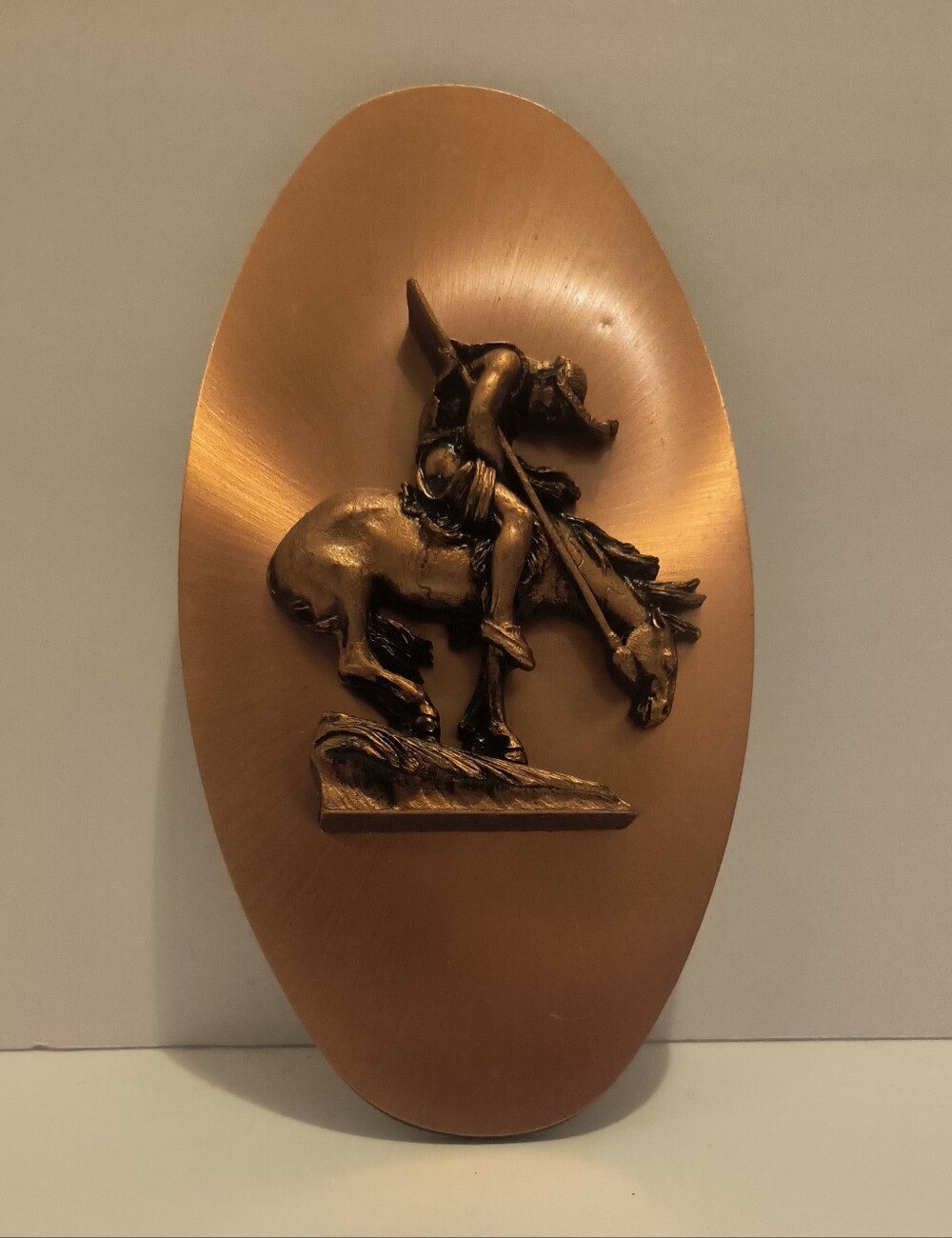 Vintage Copperama End of the Trail 3D Copper Wall Plaque Native American Art